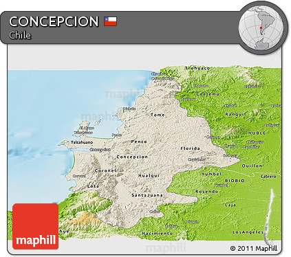 Shaded Relief Panoramic Map of CONCEPCION, physical outside