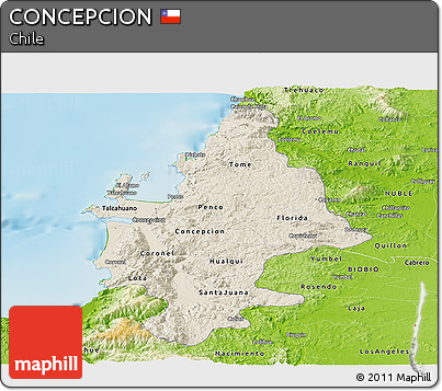 Shaded Relief Panoramic Map of CONCEPCION, physical outside