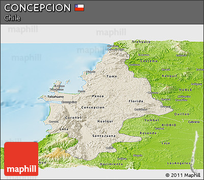 Shaded Relief Panoramic Map of CONCEPCION, physical outside