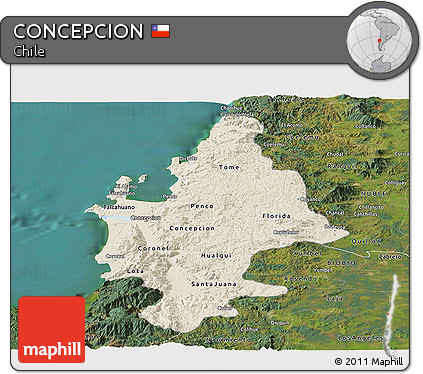 Shaded Relief Panoramic Map of CONCEPCION, satellite outside