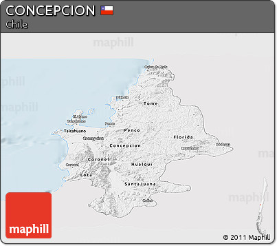 Silver Style Panoramic Map of CONCEPCION, single color outside