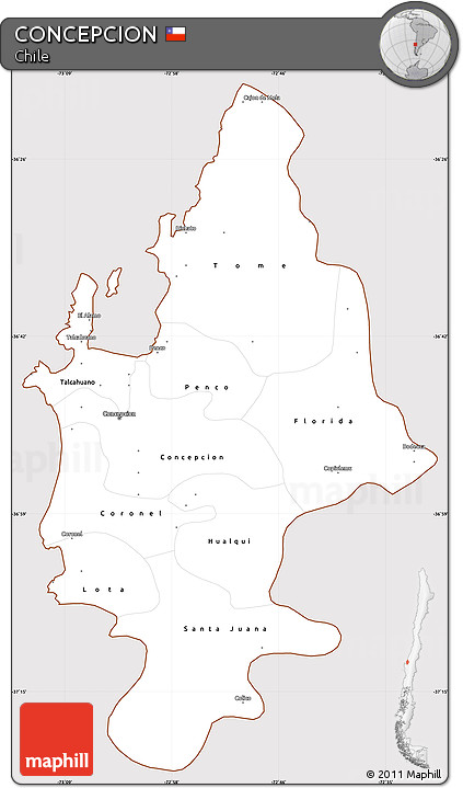 Classic Style Simple Map of CONCEPCION, cropped outside
