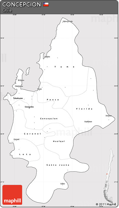 Silver Style Simple Map of CONCEPCION, cropped outside