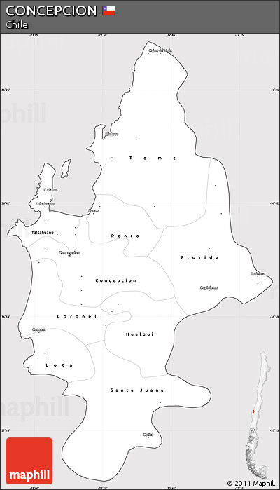 Silver Style Simple Map of CONCEPCION, cropped outside