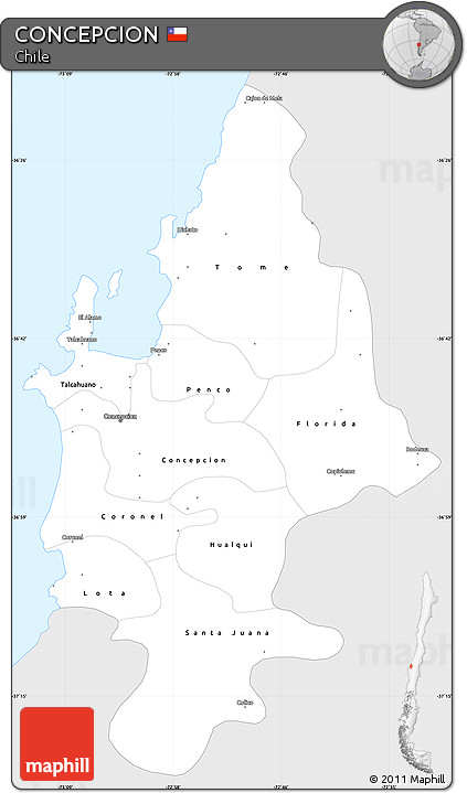 Silver Style Simple Map of CONCEPCION, single color outside