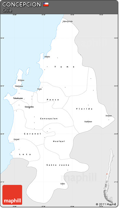 Silver Style Simple Map of CONCEPCION, single color outside