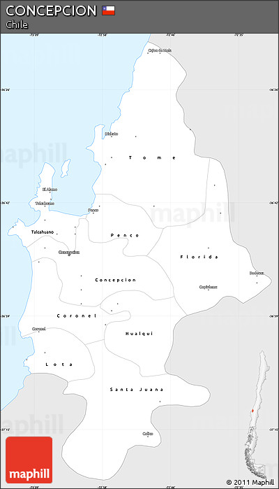 Silver Style Simple Map of CONCEPCION, single color outside