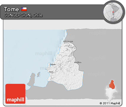 Gray 3D Map of Tome, single color outside