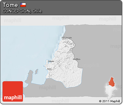 Gray 3D Map of Tome, single color outside