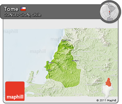 Physical 3D Map of Tome, lighten