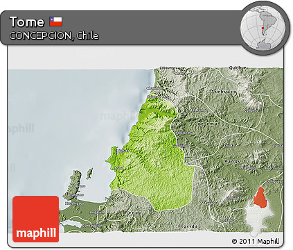 Physical 3D Map of Tome, semi-desaturated