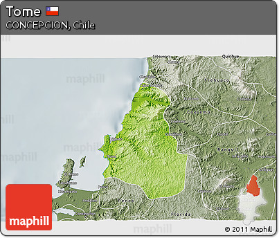 Physical 3D Map of Tome, semi-desaturated