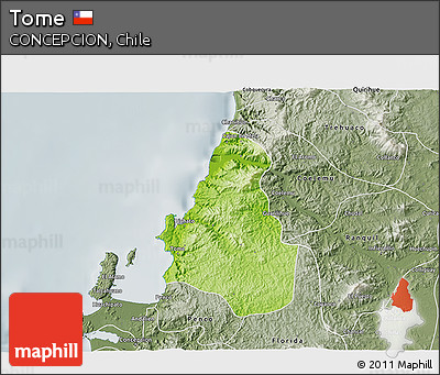 Physical 3D Map of Tome, semi-desaturated