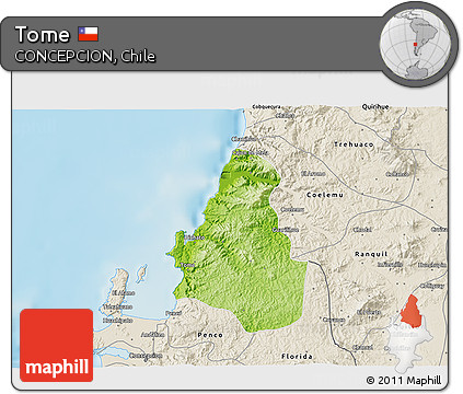 Physical 3D Map of Tome, shaded relief outside