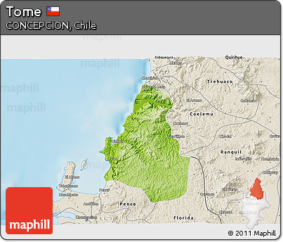 Physical 3D Map of Tome, shaded relief outside
