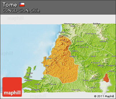 Political 3D Map of Tome, physical outside