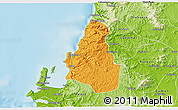 Political 3D Map of Tome, physical outside