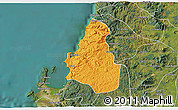 Political 3D Map of Tome, satellite outside
