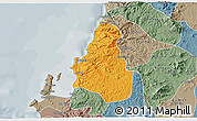 Political 3D Map of Tome, semi-desaturated