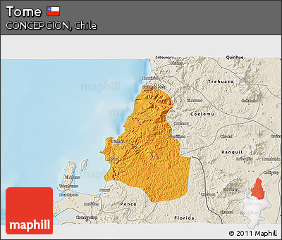 Political 3D Map of Tome, shaded relief outside
