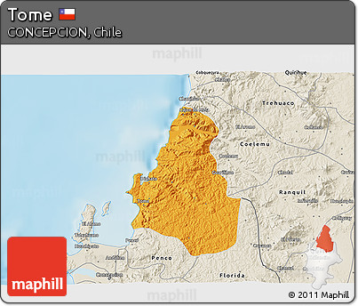 Political 3D Map of Tome, shaded relief outside