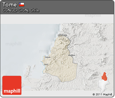 Shaded Relief 3D Map of Tome, lighten, semi-desaturated