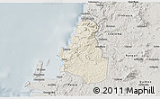 Shaded Relief 3D Map of Tome, semi-desaturated