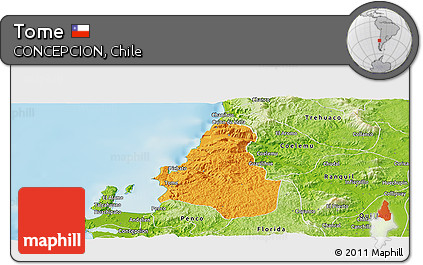 Political Panoramic Map of Tome, physical outside