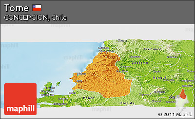 Political Panoramic Map of Tome, physical outside