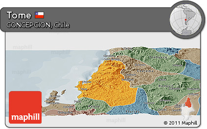 Political Panoramic Map of Tome, semi-desaturated