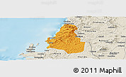 Political Panoramic Map of Tome, shaded relief outside