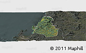 Satellite Panoramic Map of Tome, darken, semi-desaturated