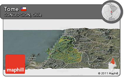 Satellite Panoramic Map of Tome, semi-desaturated