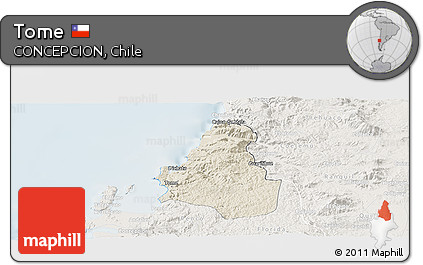 Shaded Relief Panoramic Map of Tome, lighten
