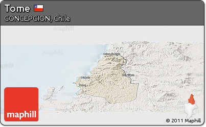 Shaded Relief Panoramic Map of Tome, lighten