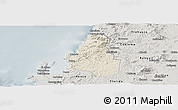 Shaded Relief Panoramic Map of Tome, semi-desaturated