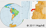 Political Location Map of Copiapo, highlighted country