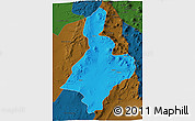 Political 3D Map of Calama, darken