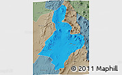 Political 3D Map of Calama, semi-desaturated