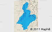Political 3D Map of Calama, shaded relief outside