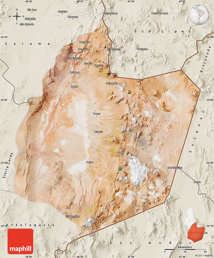Satellite Map of San Pedro De Atacama, shaded relief outside Satellite Map of San Pedro De Atacama, shaded relief outside