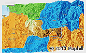 Physical 3D Map of Andacollo, political outside