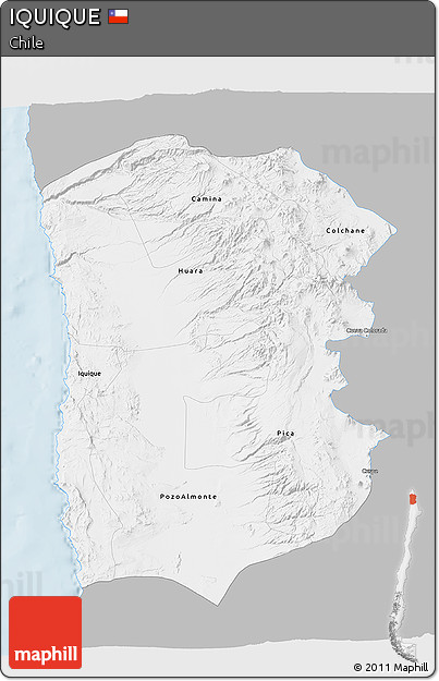 Gray 3D Map of IQUIQUE, single color outside