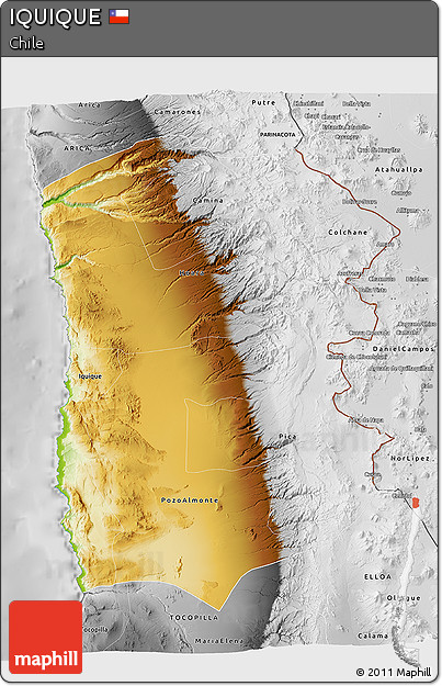 Physical 3D Map of IQUIQUE, desaturated