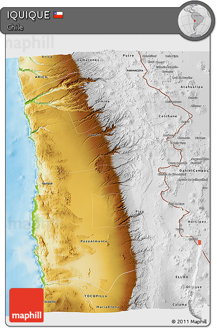 Physical 3D Map of IQUIQUE
