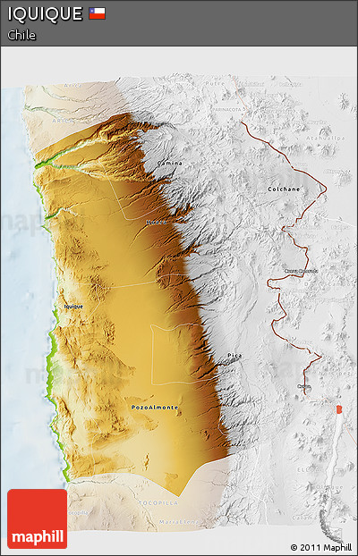 Physical 3D Map of IQUIQUE, lighten