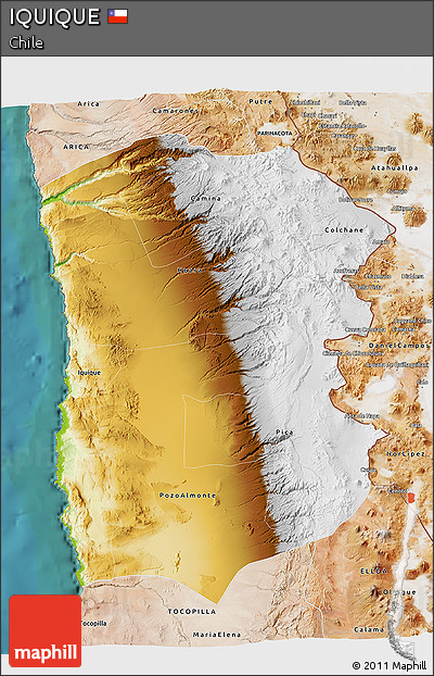 Physical 3D Map of IQUIQUE, satellite outside