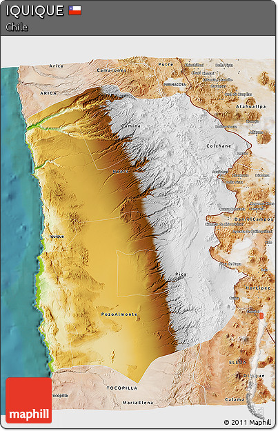 Physical 3D Map of IQUIQUE, satellite outside