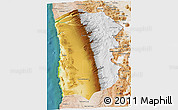 Physical 3D Map of IQUIQUE, satellite outside