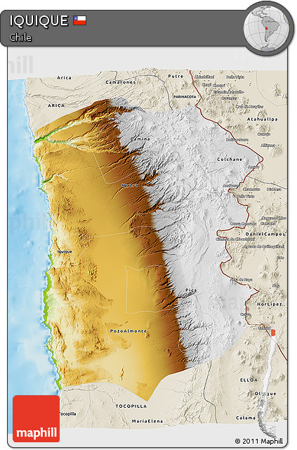 Physical 3D Map of IQUIQUE, shaded relief outside